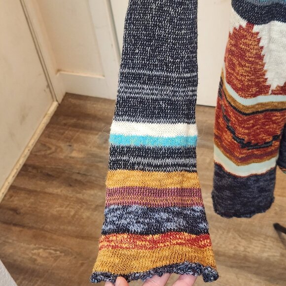 Mudd Southwestern Vibes Hooded Knit Cardigan Open Front Boho Cozy Fall Layers - Picture 13 of 14